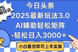 创业项目（14020期）今日头条2025最新玩法3.0，思路简单，复制粘贴，轻松实现矩阵日入3000+01-21中创网