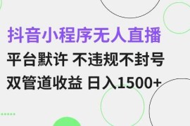 2024最新抖音小程序无人直播平台默许不违规不封号双管道收益日入多张小白也能轻松操作【仅揭秘】12-23冒泡网