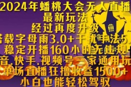 每日2024年蟠桃大会无人直播最新玩法，稳定开播160小时无违规，抖音、快手、视频号三家通用玩法【揭秘】11-03冒泡网