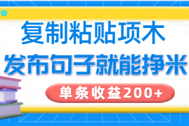 创业项目复制粘贴小项目，发布句子就能赚米，单条收益200+03-08福缘网