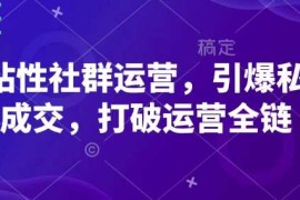 赚钱项目高粘性社群运营，引爆私域成交，打破运营全链02-08冒泡网