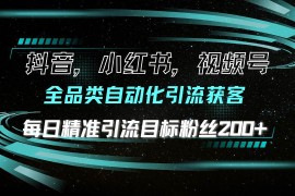 简单项目（13876期）抖音小红书视频号全品类自动化引流获客，每日精准引流目标粉丝200+12-31中创网