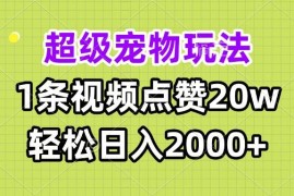 赚钱项目（13578期）超级宠物视频玩法，1条视频点赞20w，轻松日入2000+12-06中创网