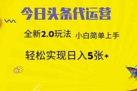 实战今日头条代运营，新2.0玩法，小白轻松做，每日实现躺Z5张【揭秘】03-13冒泡网