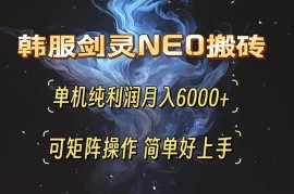 赚钱项目（13435期）韩服剑灵NEO搬砖攻略，单机纯利润月入6000+可矩阵操作，简单好上手。11-23中创网