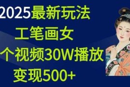 赚钱项目2025最新玩法，工笔画美女，一个视频30万播放变现500+01-10冒泡网