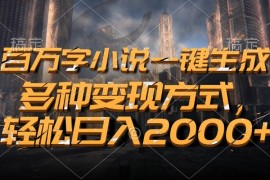 2024最新（13385期）百万字小说一键生成，多种变现方式，轻松日入2000+11-21中创网