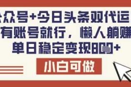 热门项目公众号+今日头条双代运营，有账号就行，单日稳定变现8张【揭秘】03-19冒泡网