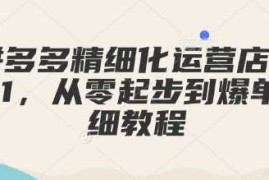 简单项目拼多多精细化运营店铺0-1，从零起步到爆单详细教程01-15冒泡网