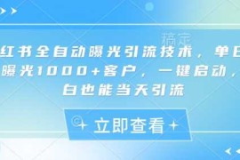 每日小红书全自动曝光引流技术，单日精准曝光1000+客户，一键启动，小白也能当天引流【揭秘】03-19冒泡网