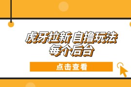 创业项目（13631期）虎牙拉新自撸玩法每个后台每天100+12-10中创网