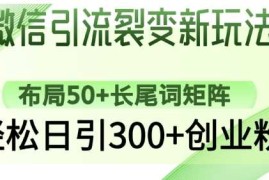 手机创业微信引流裂变新玩法：布局50+长尾词矩阵，轻松日引300+创业粉03-07冒泡网