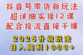 热门项目2025全新升级抖音带货玩法，一天纯利四位数，从剪辑到选品再到发布投流，超详细玩法揭秘03-18冒泡网