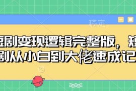 最新项目短剧变现逻辑完整版，短剧从小白到大佬速成记02-07冒泡网