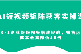 2024最新AI短视频矩阵获客实操课，从0-1企业短短视频搭建经验，销售运营成本最高降低50倍12-30福缘网