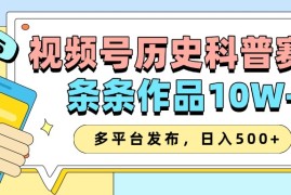 每天2025视频号历史科普赛道，AI一键生成，条条作品10W+，多平台发布，日入500+01-21福缘网