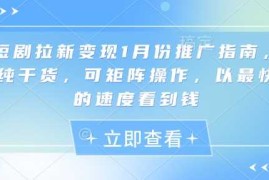 2024最新短剧拉新变现1月份推广指南，纯干货，可矩阵操作，以最快的速度看到钱01-05冒泡网