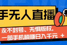 赚钱项目2024快手无人直播9.0神技来袭：永不封号、无惧版权，一部手机躺赚日入千元+12-21福缘网