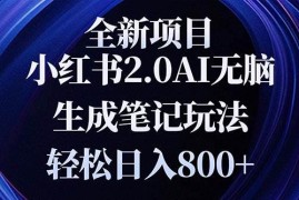 每日（13617期）全新小红书2.0无脑生成笔记玩法轻松日入800+小白新手简单上手操作12-09中创网