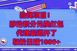 实战（13697期）捡钱项目！移动积分兑换红包，代理渠道开了，轻松日赚1000+12-17中创网