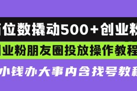 简单项目（13498期）两位数撬动500+创业粉，创业粉朋友圈投放操作教程，花小钱办大事内含找…11-28中创网