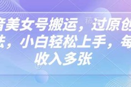 热门项目抖音美女号搬运，过原创新玩法，小白轻松上手，每天收入多张02-24冒泡网