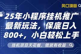 每天2025年小程序挂机推广最新玩法，保底日入800+，小白轻松上手01-09福缘网